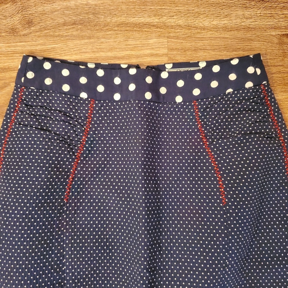 Yoana Baraschi Designer Anthropologie Navy & White Polka Dot Pencil Skirt Size 4 - Picture 2 of 8